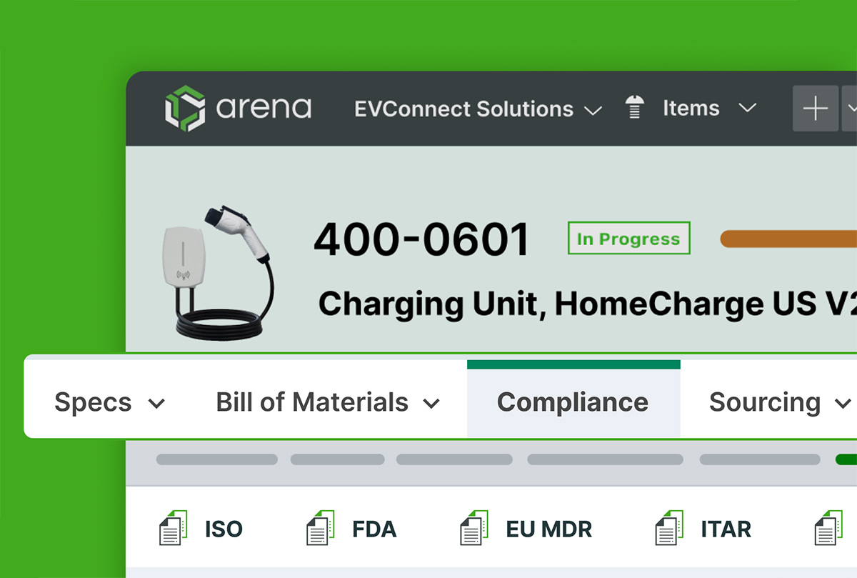 Image- Screenshot of Arena software's compliance solution